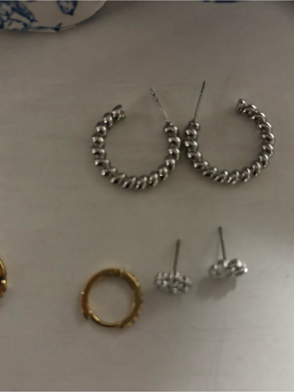 kate spade Silver Twisted Rope Hoop Stud Earrings - Picture 2 of 2